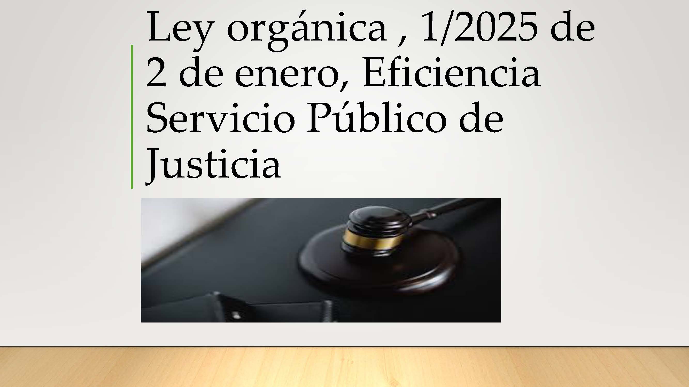 LEY ORGANICA 1/2025, 2 de Enero,  Eficiencia del Servicio Público de Justicia